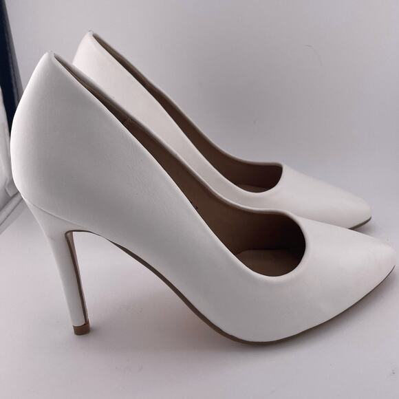 NWOB Idifu White Faux Leather Pointed Toe Heel Pumps Size 7M - Picture 3 of 7